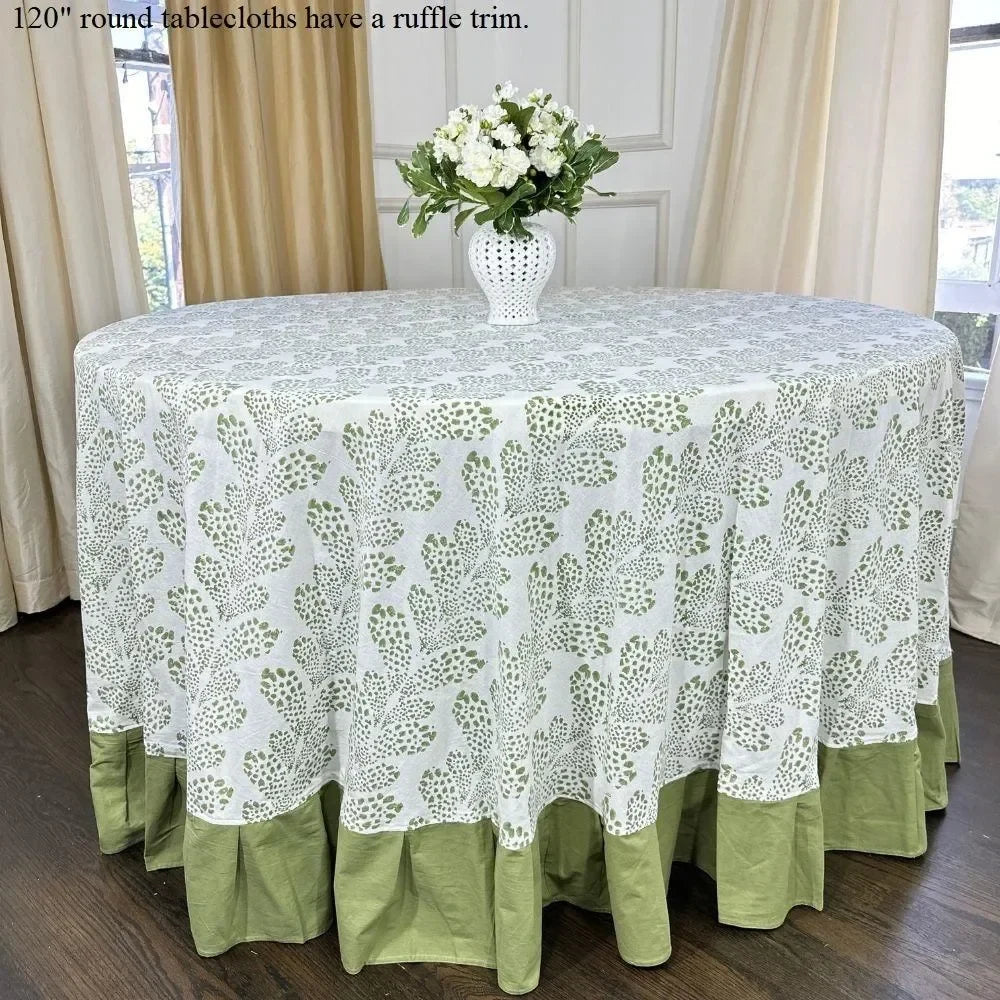 Kelli Cotton Tablecloth in Sage - The Mayfair Hall