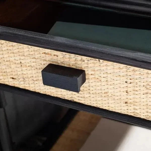 Roya Rattan Nightstand in Black and Natural - The Mayfair Hall