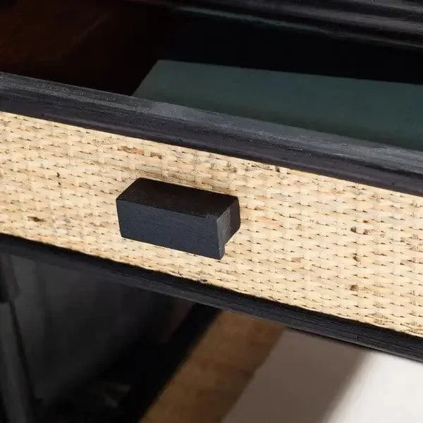 Roya Rattan Nightstand in Black and Natural - The Mayfair Hall