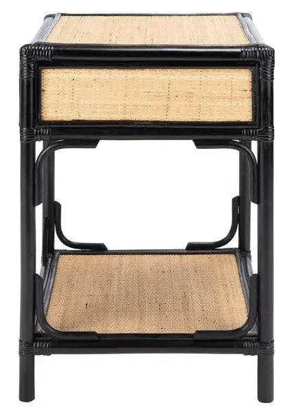 Roya Rattan Nightstand in Black and Natural - The Mayfair Hall