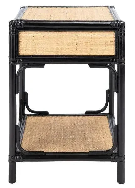 Roya Rattan Nightstand in Black and Natural - The Mayfair Hall
