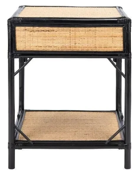 Roya Rattan Nightstand in Black and Natural - The Mayfair Hall