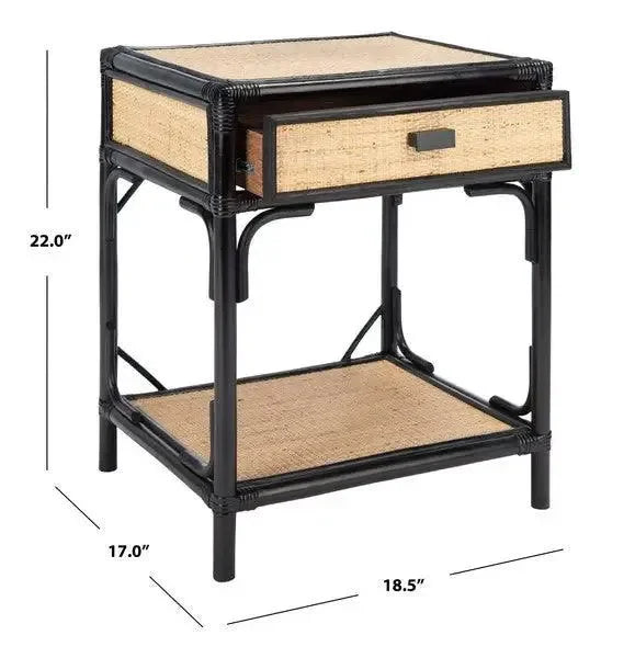 Roya Rattan Nightstand in Black and Natural - The Mayfair Hall