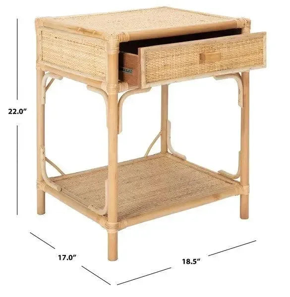 Roya Rattan Nightstand in Natural - The Mayfair Hall