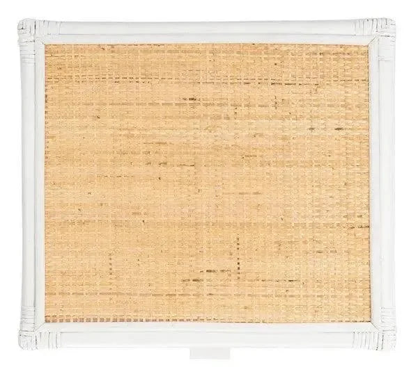 Roya Rattan Nightstand in White and Natural - The Mayfair Hall