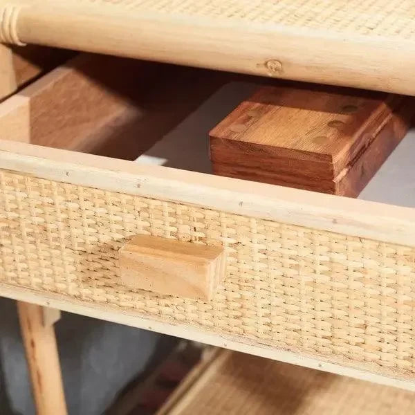 Rumi Rattan Nightstand in Natural - The Mayfair Hall