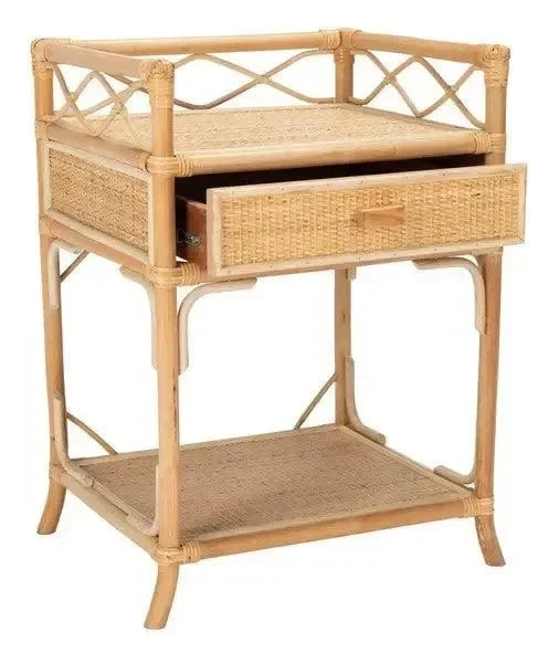 Rumi Rattan Nightstand in Natural - The Mayfair Hall