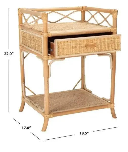 Rumi Rattan Nightstand in Natural - The Mayfair Hall