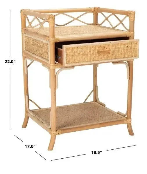 Rumi Rattan Nightstand in Natural - The Mayfair Hall