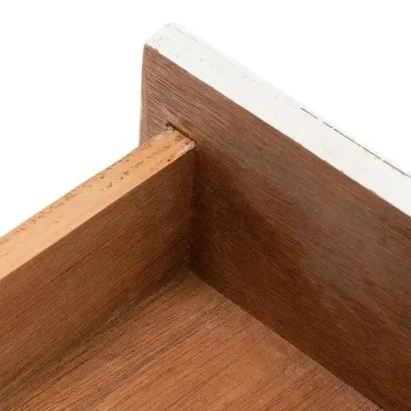 Rumi Rattan Nightstand in White and Natural - The Mayfair Hall