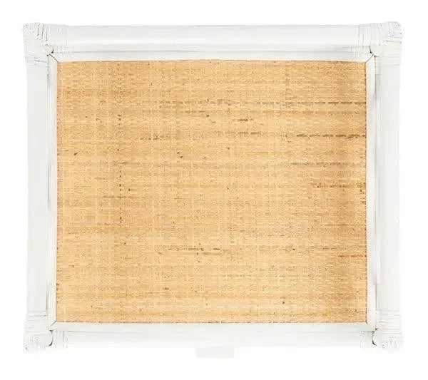 Rumi Rattan Nightstand in White and Natural - The Mayfair Hall