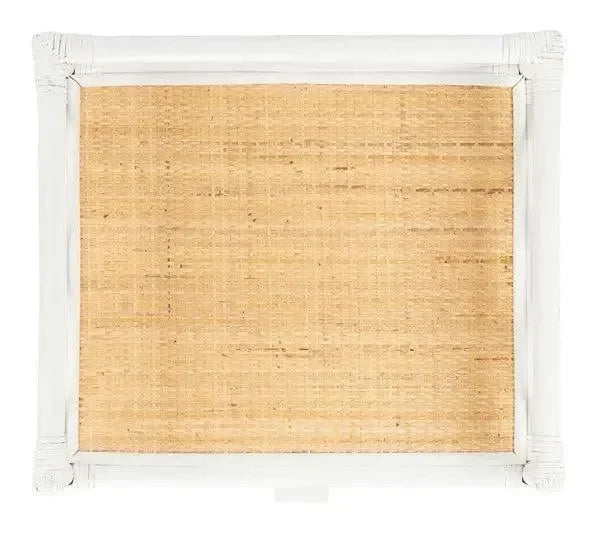 Rumi Rattan Nightstand in White and Natural - The Mayfair Hall