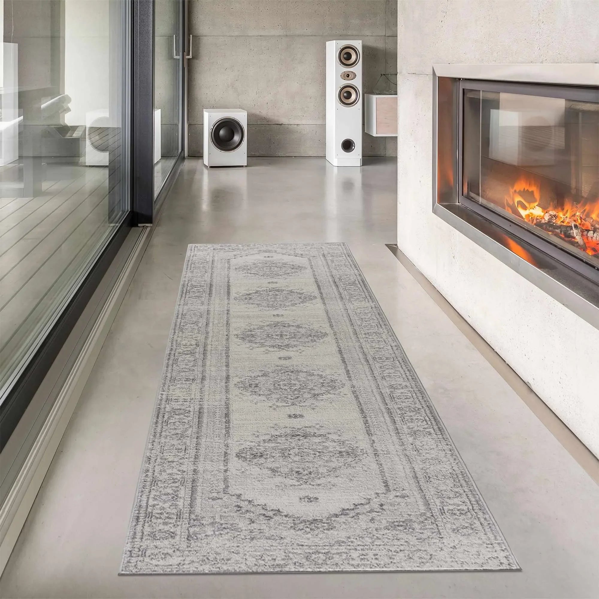 Ivory & Gray Medallion Rug TGS2315 - Limited Edition - The Mayfair Hall