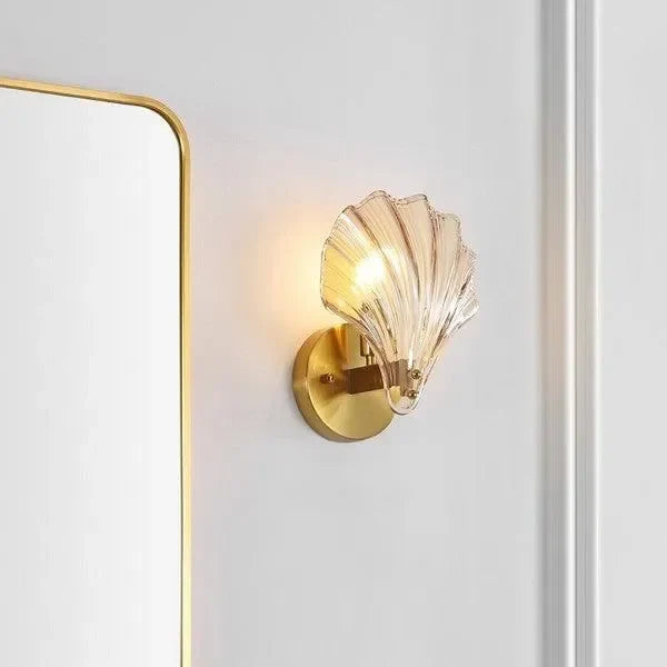 Sirena Wall Sconce in Brass with Amber Glass Shell (Set of 2) - The Mayfair Hall