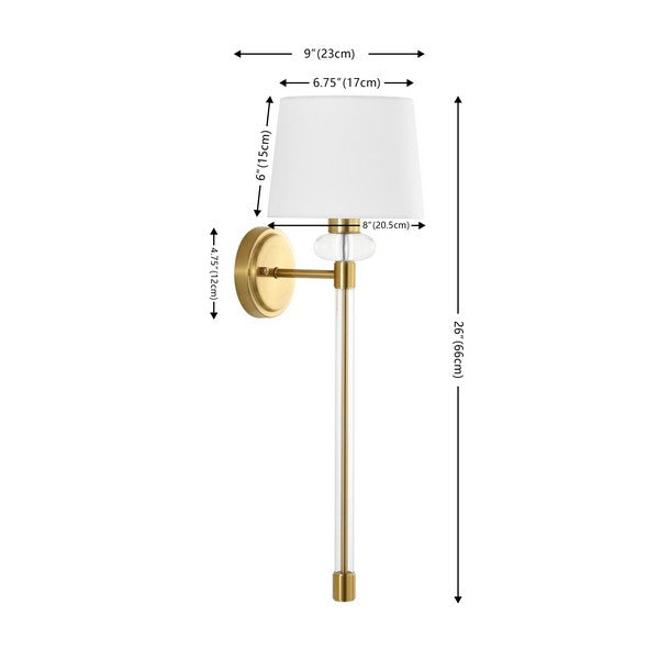Athene Acrylic Wall Sconce in Brass Gold (Set of 2)