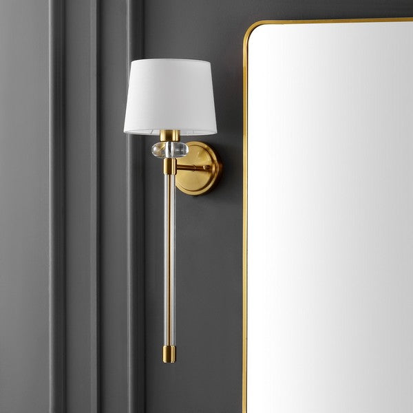 Athene Acrylic Wall Sconce in Brass Gold (Set of 2)