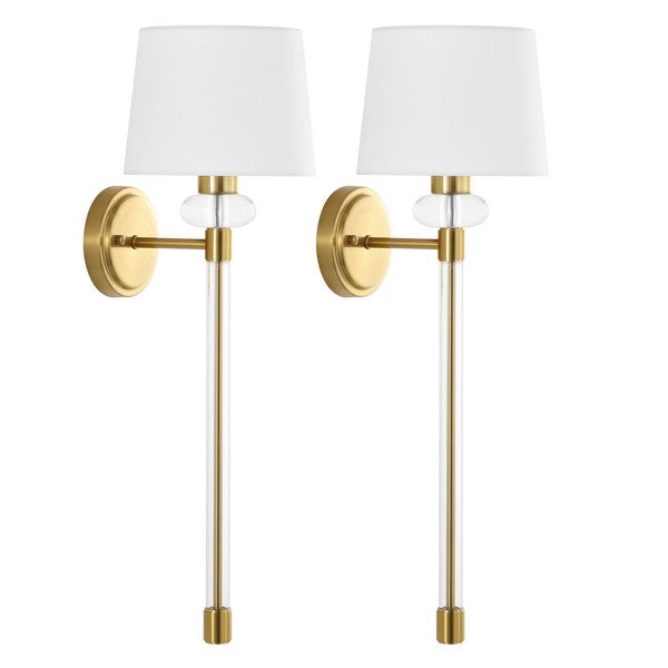 Athene Acrylic Wall Sconce in Brass Gold (Set of 2)