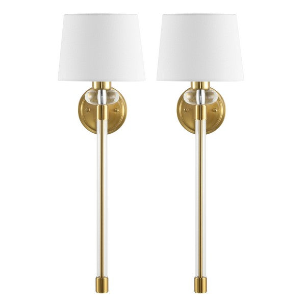 Athene Acrylic Wall Sconce in Brass Gold (Set of 2)