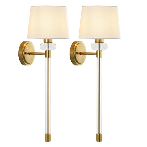 Athene Acrylic Wall Sconce in Brass Gold (Set of 2)