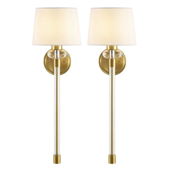 Athene Acrylic and Brass Gold Wall Sconce (Set of 2)