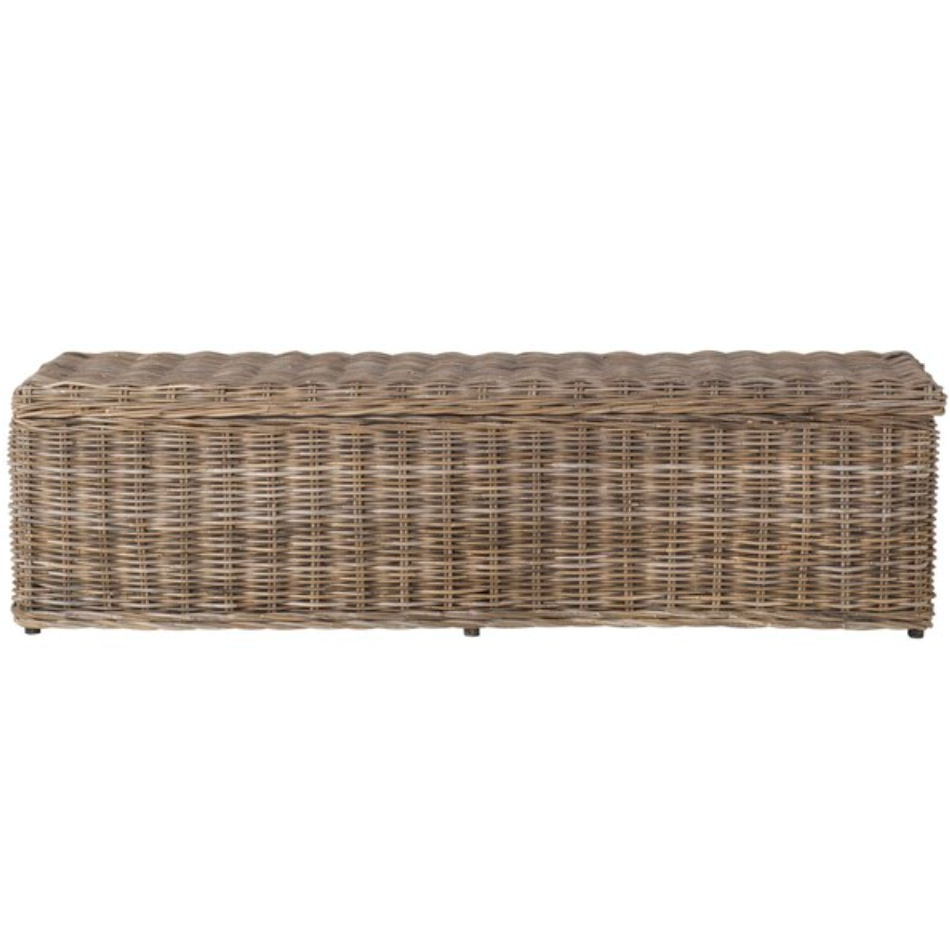 Caius Wicker Storage Bench in Gray