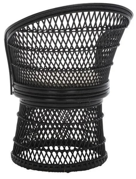 Lola Rattan Swivel Accent Chair in Black - The Mayfair Hall