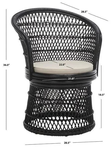 Lola Rattan Swivel Accent Chair in Black - The Mayfair Hall
