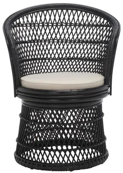 Lola Rattan Swivel Accent Chair in Black - The Mayfair Hall