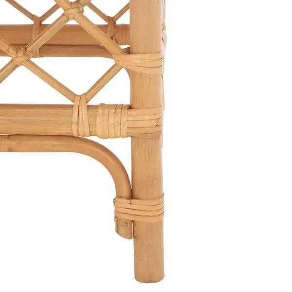 Safavieh Larroux Honey White Rattan Ottoman W/ Cushion