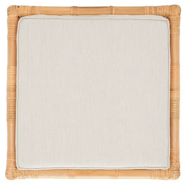Safavieh Larroux Honey White Rattan Ottoman W/ Cushion