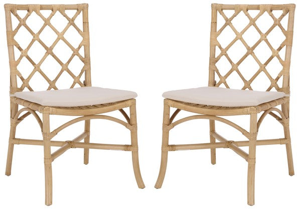 Haru Rattan Dining Chair in Natural and Cream (Set of 2)