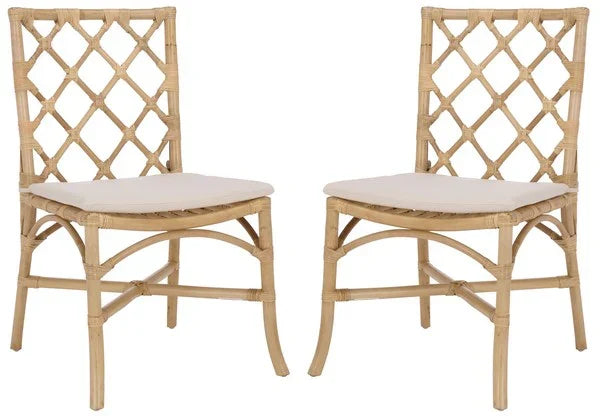 Haru Rattan Dining Chair in Natural and Cream (Set of 2)