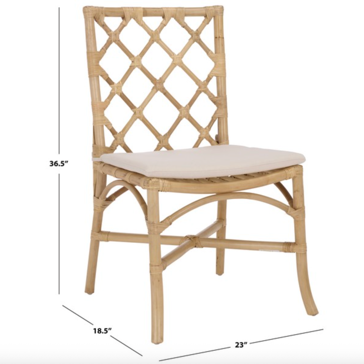 Haru Rattan Dining Chair in Natural and Cream (Set of 2)