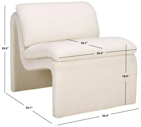 Ainslie Boucle Accent Chair in Ivory with Gentle Curves - The Mayfair Hall