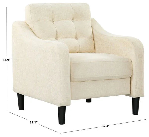 Nathaniel Tufted Back Accent Chair in Cream - The Mayfair Hall
