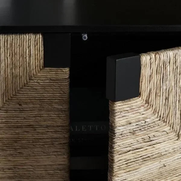 Roseanne Wood Frame Sideboard in Black and Natural - The Mayfair Hall