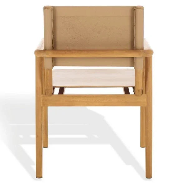 Hutson Leather Dining Chair in Tan with Sungkai Wood Frame - The Mayfair Hall
