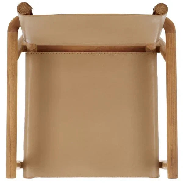 Hutson Leather Dining Chair in Tan with Sungkai Wood Frame - The Mayfair Hall