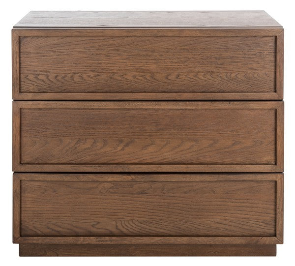 Zeus 3 Drawer Wood Chest in Medium Oak