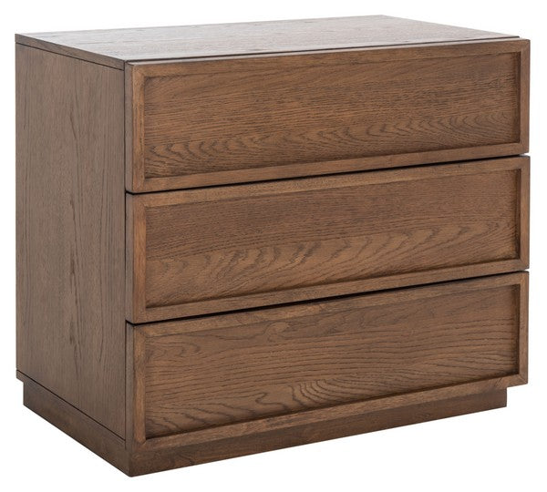 Zeus 3 Drawer Wood Chest in Medium Oak