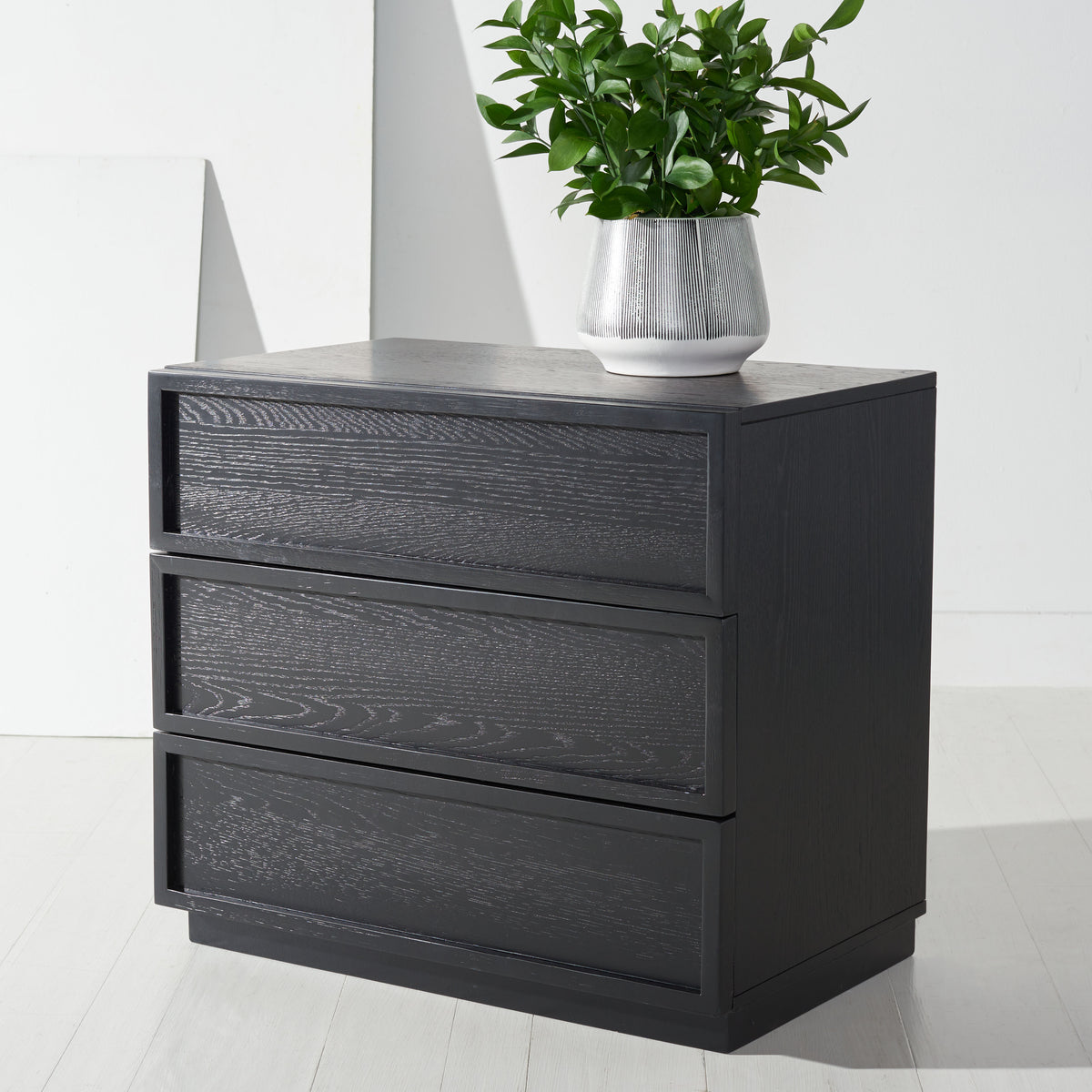 Zeus 3 Drawer Wood Chest in Black