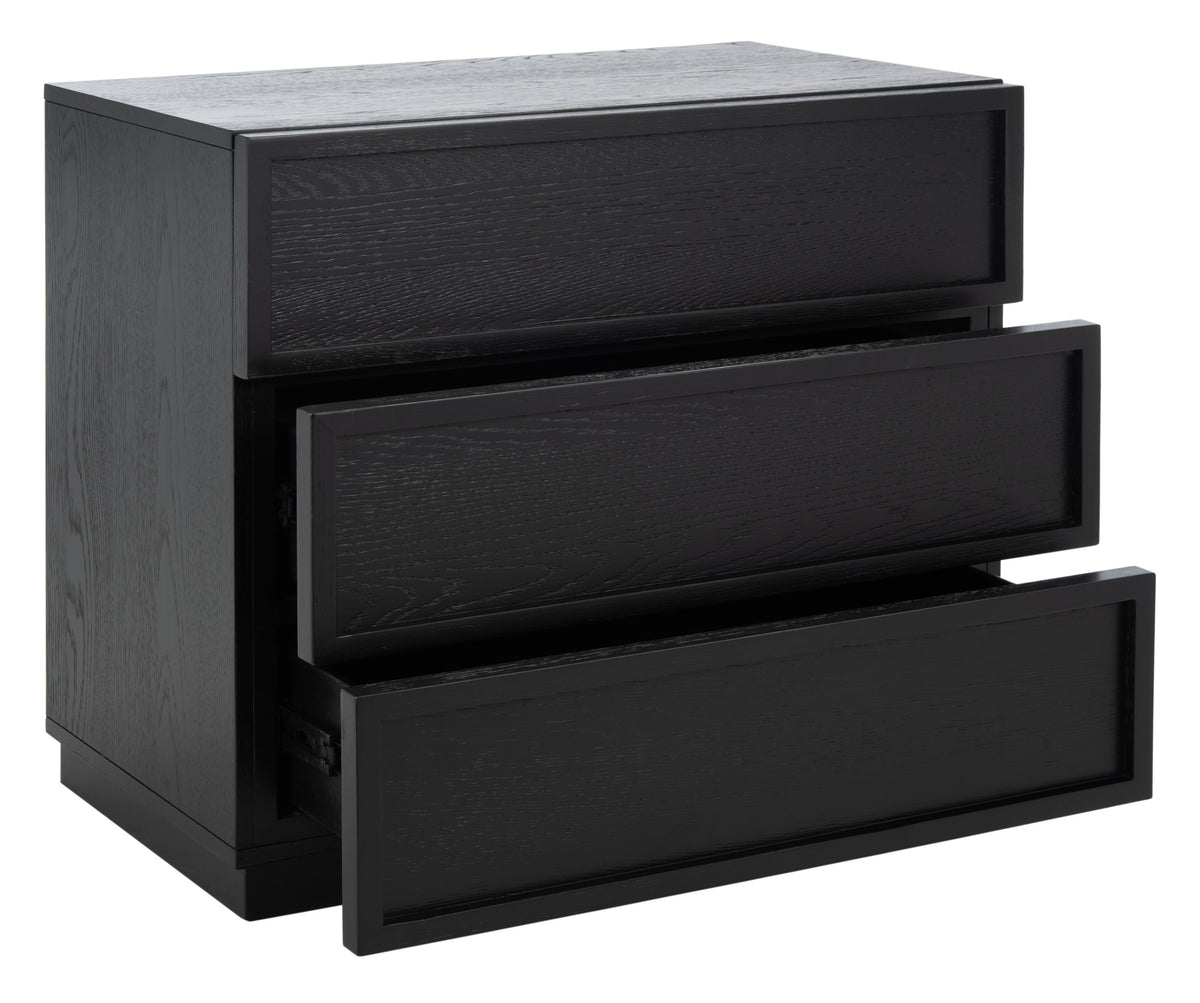 Zeus 3 Drawer Wood Chest in Black