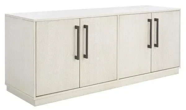 Mallory Wood Media Stand in White Wash - The Mayfair Hall