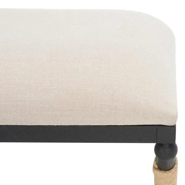 Carmelo Linen Bench in Beige and Black - The Mayfair Hall