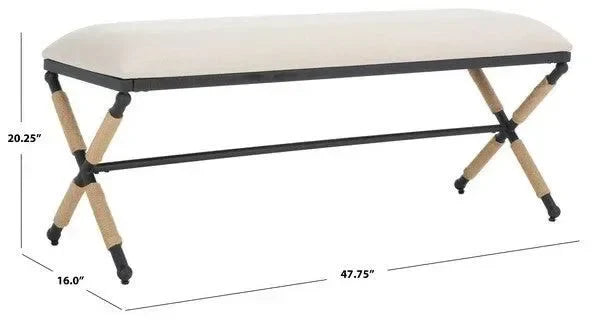 Carmelo Linen Bench in Beige and Black - The Mayfair Hall