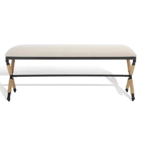 Carmelo Linen Bench in Beige and Black - The Mayfair Hall