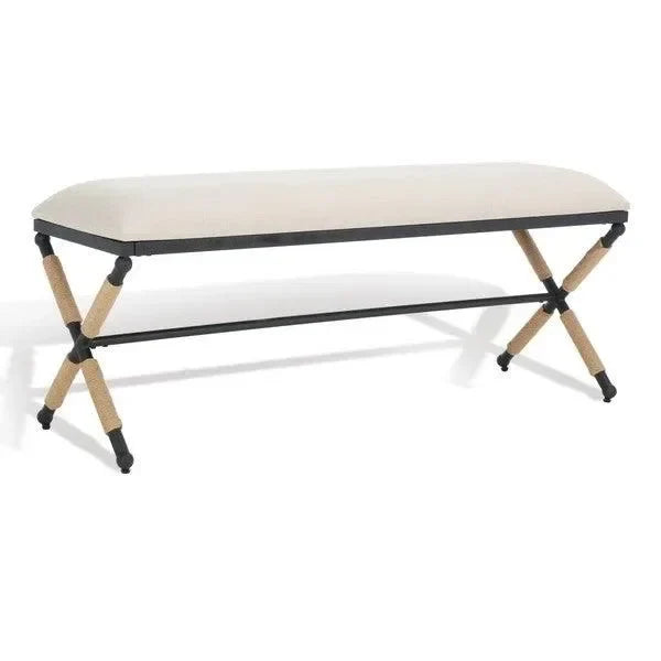 Carmelo Linen Bench in Beige and Black - The Mayfair Hall