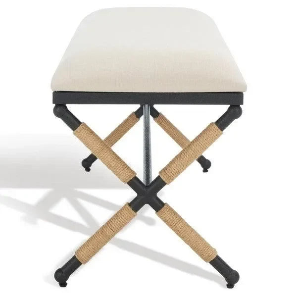 Carmelo Linen Bench in Beige and Black - The Mayfair Hall