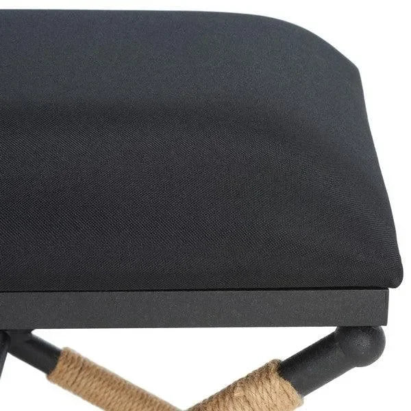 Carmelo Wood Ottoman in Black - The Mayfair Hall