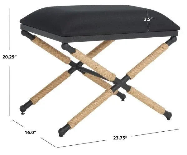 Carmelo Wood Ottoman in Black - The Mayfair Hall